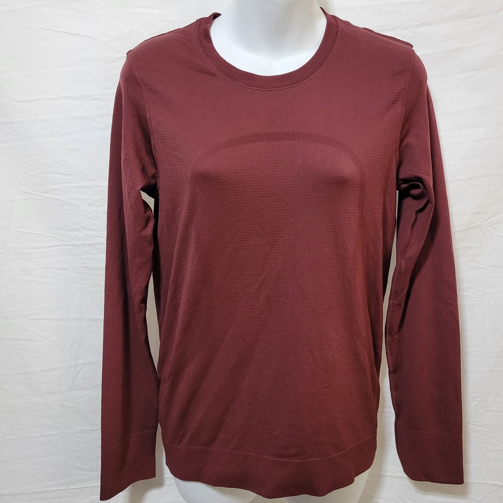 Lululemon Swiftly Relaxed Burgundy Shirt Women's Size 4 Long Sleeve Athleisure